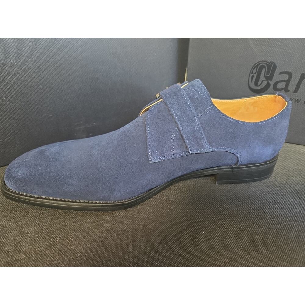 Carrucci Blue Suede Men's Leather Single Buckle Monk Strap Shoes 10.5 D - Picture 6 of 9